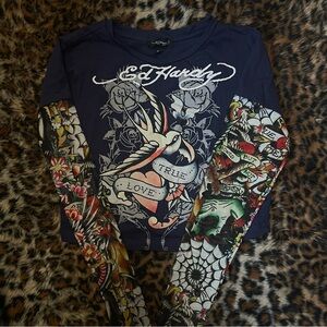 Ed Hardy Tattoo Sleeve Crop Top